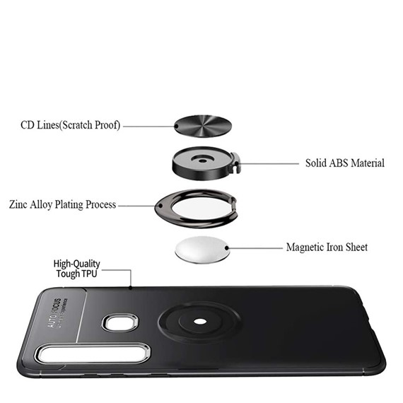 Samsung Galaxy A9 2018 CaseUp Finger Ring Holder Kılıf Siyah 3